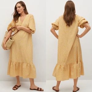 MANGO Gingham midi dress